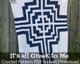 It's All Greek to Me Corner to Corner Blanket Crochet Pattern PDF Instant Download