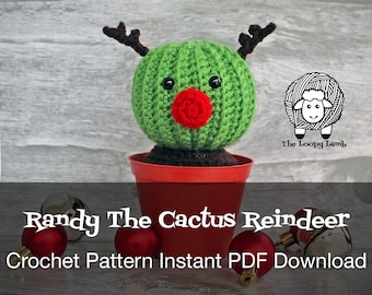 Randy the Cactus Reindeer Crochet Pattern - Instant Download