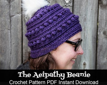 The Aeipathy Beanie - Crochet Pattern PDF Instant Download - Crochet Beanie, Crochet Hat, Crochet Toque, Beanie Pattern, Hat Pattern, Bobble