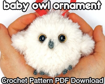 Baby Owl Crochet Tree Ornament Pattern - Crochet Pattern PDF Instant Download