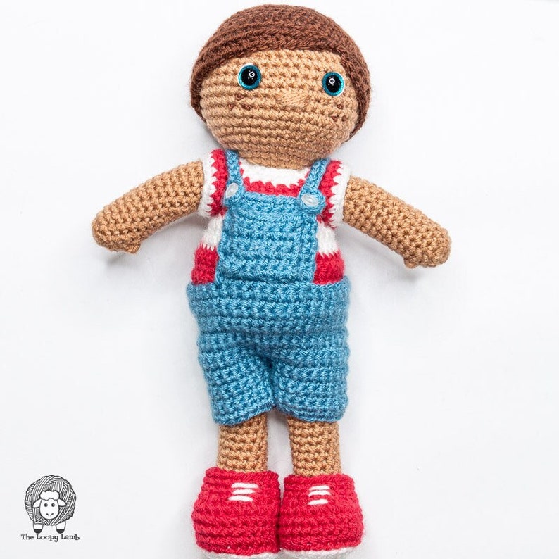 Advent Adam Crochet Boy Doll, Amigurumi Doll Pattern with Removeable Clothes, Crochet Doll Pattern, Easy Crochet Doll image 2