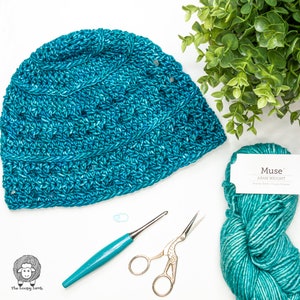 Savvy Muse Beanie Crochet Pattern PDF Instant Download: Lacy Crochet Beanie Pattern, Easy Crochet Beanie, Quick Crochet Hat, One Skein Hat image 2