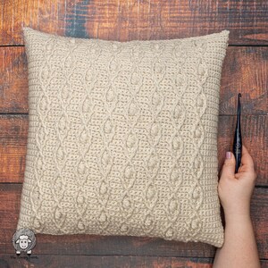 Ahead of the Curve Crochet Throw Pillow Pattern PDF Instant Download: Crochet Pillow Pattern, Crochet Cable Pillow, Crochet Cushion Cover image 5