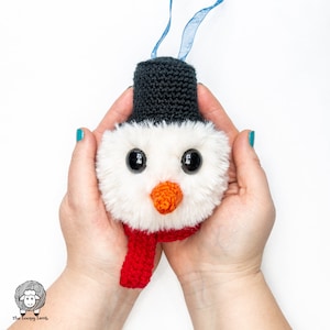 Crochet Snowman Ornament Pattern - PDF Instant Download: Crochet Christmas Tree Ornament, Crochet Christmas Bauble, Snowman Decor