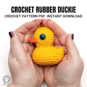 Patrón de pato de goma a crochet en PDF para descargar, pato amigurumi para principiantes, patrón de peluche a crochet fácil, juguete de costura sencilla, tutorial de pato adorable.