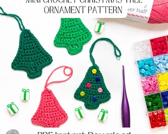 Mini haakpatroon voor een kerstboomversiering — Eenvoudige platte kerstboomtutorial