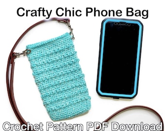 Handgemaakt en stijlvol haakpatroon voor een telefoontasje: PDF-patroon direct te downloaden, haakpatroon voor een telefoonhouder, eenvoudig te haken telefoontasje