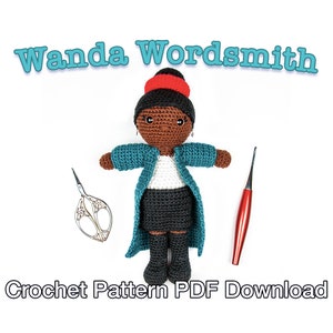 Wanda Wordsmith - Muñeca de crochet - Patrón de crochet PDF Descarga instantánea