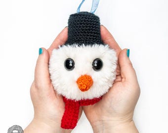 Crochet Snowman Ornament Pattern – Crochet Christmas Tree Bauble (PDF Instant Download)