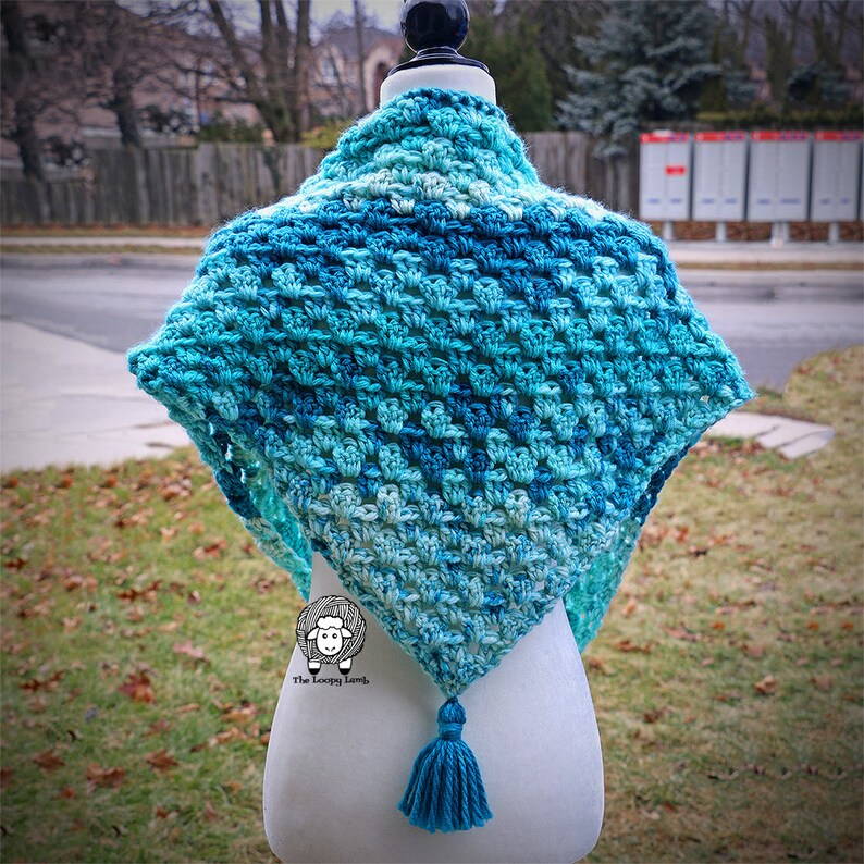 Once in a Blue Moon Crochet Triangle Scarf Instant PDF Download image 5