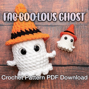 No Sew Crochet Ghost Pattern:PDF Instant Download - Crochet Ghost Wearing Hat, Easy Crochet Ghost, Amigurumi Ghost Pattern,Halloween Crochet
