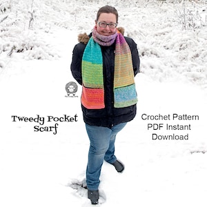 Tweedy Pocket Scarf - Crochet Pattern PDF Instant Download