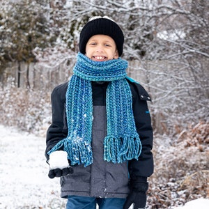 Easy Crochet Scarf Pattern for Kids PDF Pattern Instant Download: Beginner Crochet, Crochet Scarf for Kids, One Skein Crochet Scarf Patten image 4