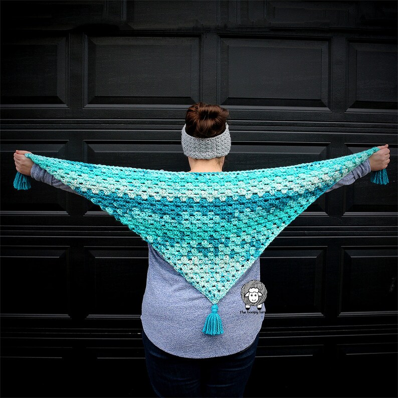 Once in a Blue Moon Crochet Triangle Scarf Instant PDF Download image 6