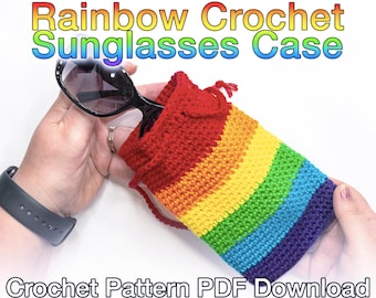 Rainbow Crochet Glasses Case Pattern: PDF Instant Download - Crochet Sunglasses Case, Crochet Eyewear Pouch, Easy Crochet Pattern