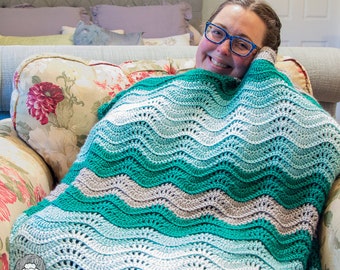 Easy Crochet Ripple Blanket Pattern: Teal Tempest Blanket PDF Pattern  Instant Download