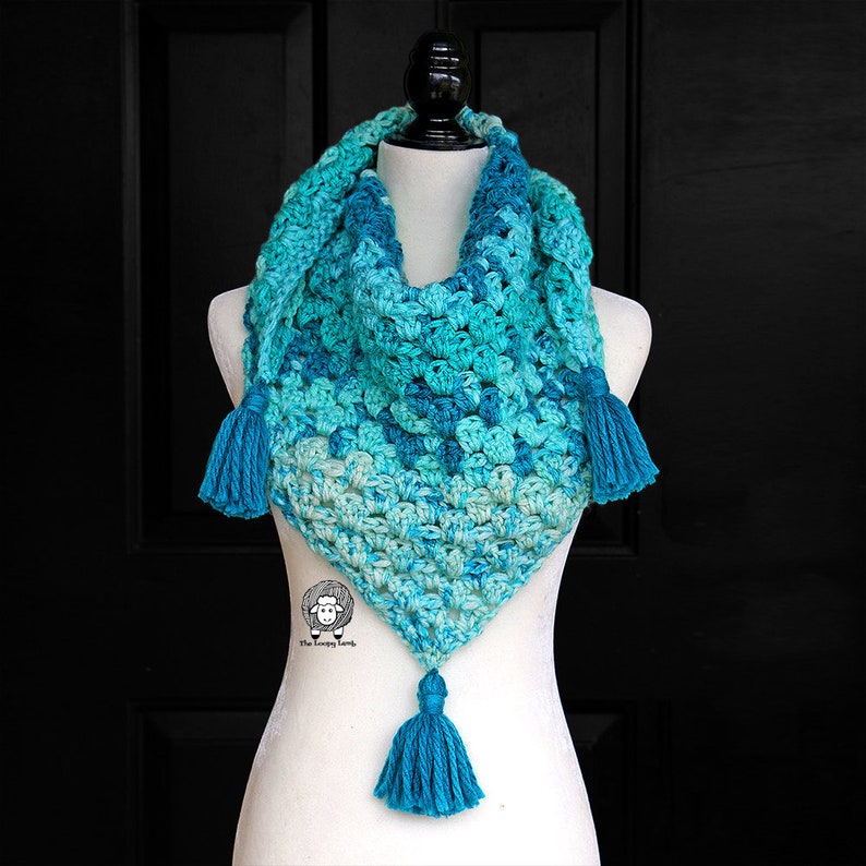 Once in a Blue Moon Crochet Triangle Scarf Instant PDF Download image 2