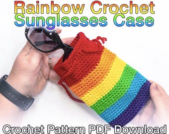 Häkelanleitung für ein Brillenetui in Regenbogenfarben: Einfache Brillentasche (PDF-Anleitung)