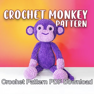 Łatwy wzór szydełkowy na małpkę Amigurumi w formacie PDF - Mischief the Monkey Toy - łatwa szydełkowa małpka, szydełkowa pluszowa małpka