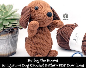 Modèle au crochet Henley the Hound | Téléchargement instantané PDF | Jouet amigurumi pour chien | Patron de chien au crochet