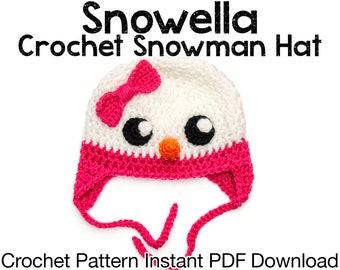 Snowella Crochet Snowman Hat Pattern - PDF Instant Download