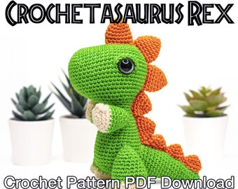 Crochetasaurus Rex Amigurumi Dinosaur - Crochet Pattern PDF Download: Crochet Dinosaur, Amigurumi T-rex, Amigurumi Dinosaur, Crochet T-Rex