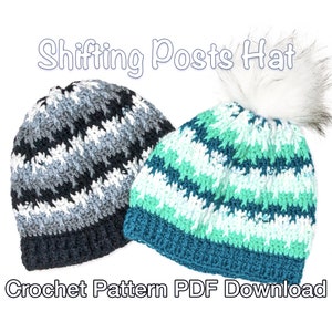 Crochet Hat Pattern - Shifting Posts Hat - Crochet Pattern PDF Instant Download, Crochet Beanie Pattern, Crochet Hat for Men, Gender Neutral