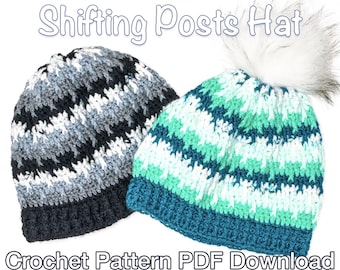 Crochet Hat Pattern - Shifting Posts Hat - Crochet Pattern PDF Instant Download, Crochet Beanie Pattern, Crochet Hat for Men, Gender Neutral