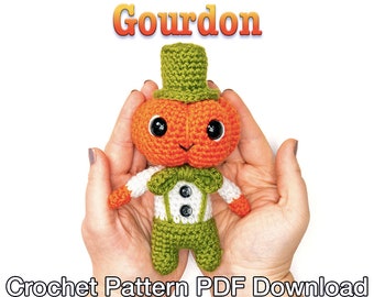 Halloween Amigurumi Toy Crochet Pattern - Gourdon - PDF Instant Download - Crochet Pumpkin Head - Halloween Pumpkin, Amigurumi Pumpkin