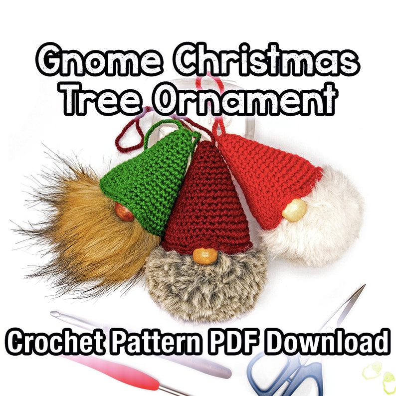 Gnome Christmas Tree Ornaments Crochet Pattern PDF Instant Download image 1