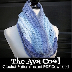Ava Cowl Crochet Pattern: PDF Instant Download - Easy Crochet Cowl, Puff Stitch Cowl, One Skein Cowl