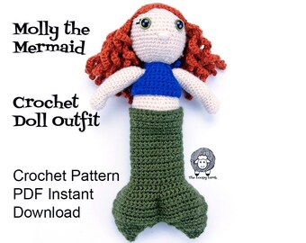 Molly the Mermaid - Crochet Doll Outfit for My Dolly Molly