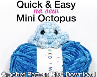 Mini Octopus Crochet Pattern - PDF Instant Download - Written Pattern & Video Tutorial - Amigurumi Octopus, MIni Crochet Octopus