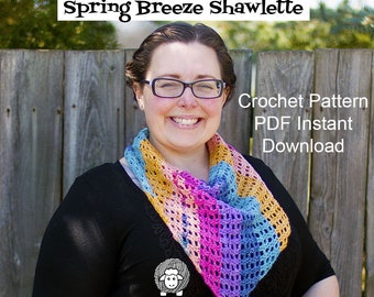 Spring Breeze Shawlette - Crochet Pattern PDF Instant Download