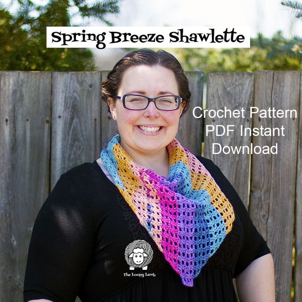 Spring Breeze Shawlette - Crochet Pattern PDF Instant Download