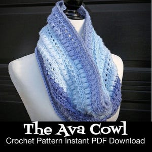 Ava Cowl Crochet Pattern: PDF Instant Download - Easy Crochet Cowl, Puff Stitch Cowl, One Skein Cowl