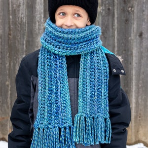 Easy Crochet Scarf Pattern for Kids PDF Pattern Instant Download: Beginner Crochet, Crochet Scarf for Kids, One Skein Crochet Scarf Patten image 2