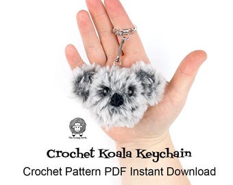 Crochet Koala Keychain Pattern: PDF Instant Download - Crochet Keychain, Easy Crochet, Fluffy Koala Keychain