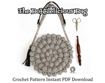 The Bobblelicious Bag - Crochet Pattern Instant PDF Download - Crochet Bag, Crochet Purse, Bobble Bag, Handbag, Stylish Handbag