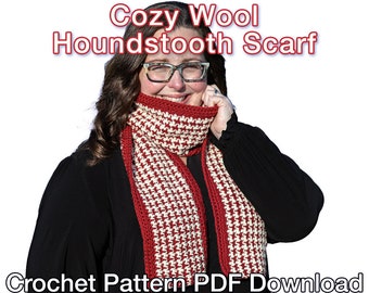 Easy Crochet Houndstooth Scarf Pattern: PDF Instant Download, Crochet Scarf Pattern, Crochet Houndstooth Pattern