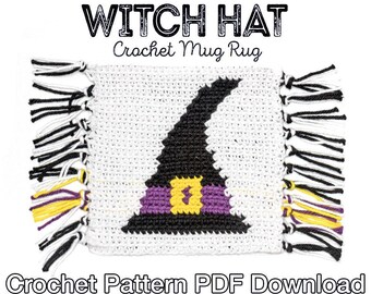 Crochet Witch Hat Mug Rug Pattern: Halloween Coaster (PDF Download)