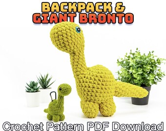 Dinosaur Crochet Pattern - Crochet Pattern PDF Download: Crochet Dinosaur Pattern, Dinosaur Amigurumi Pattern, Crochet Dinosaur for Backpack