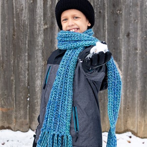 Easy Crochet Scarf Pattern for Kids PDF Pattern Instant Download: Beginner Crochet, Crochet Scarf for Kids, One Skein Crochet Scarf Patten image 5