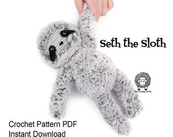 Crochet Sloth Pattern - Seth the Sloth - Crochet Pattern PDF Instant Download,Amigurumi Sloth Pattern, Crochet Pattern Sloth, Sloth Plush,