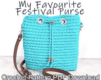 My Favourite Festival Purse Crochet Pattern: PDF Instant Download - Easy Crochet Purse Pattern, Crochet Bag Pattern, Crochet Crossbody Bag