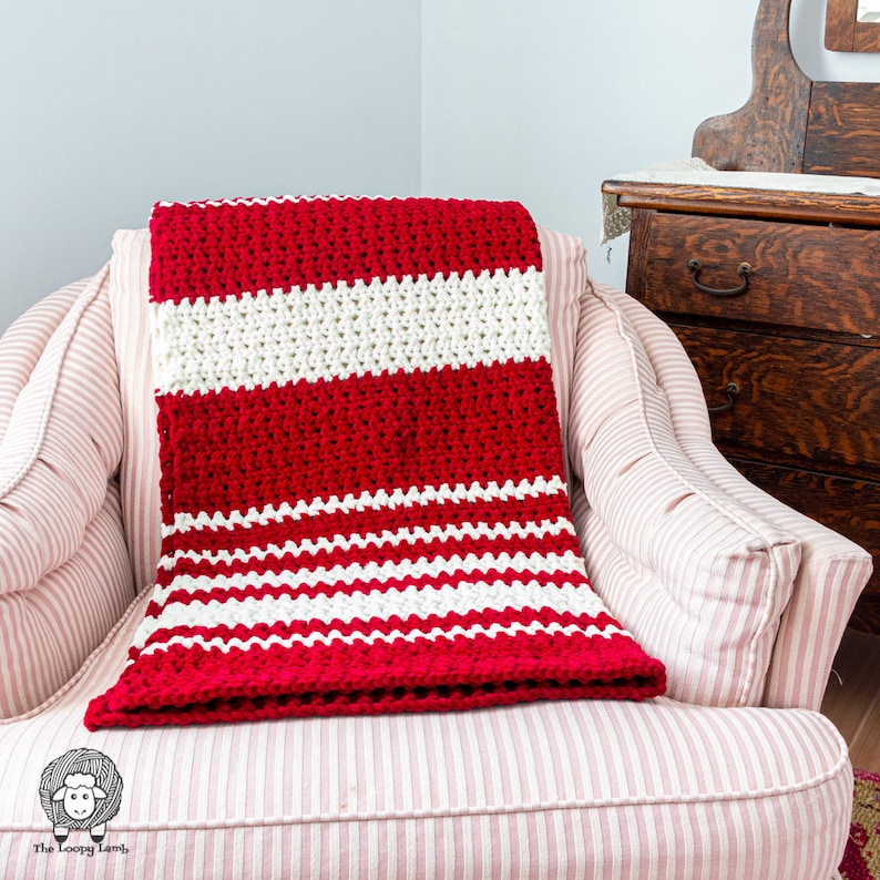 Simple Crochet Throw Blanket Pattern Holiday Snuggles Throw Etsy