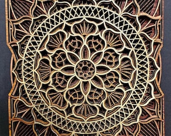 DIY 3D Layered Mandala Wood Art Kit: Paintable Craft Project 8"x8"x1" or 11"x11"x1"
