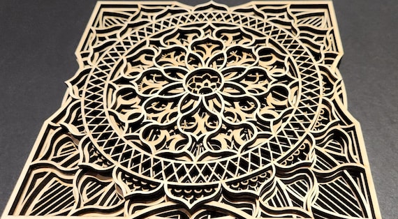 DIY 3D Layered Mandala Wood Art Kit: Paintable Craft Project 8"x8"x1"