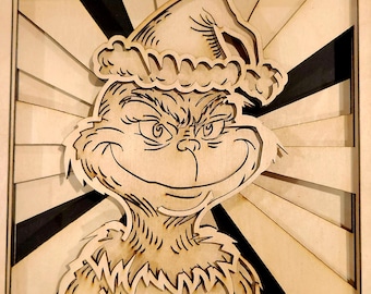 Christmas Grinch Laser Cut Art Kit – DIY Wooden Holiday Craft