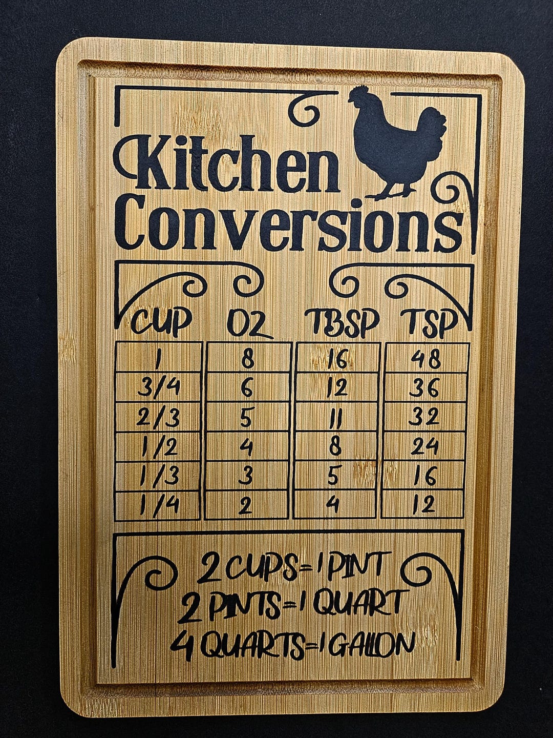 Decorative Bamboo Cutting Board With Measurement Guide - Kitchen Tool ...